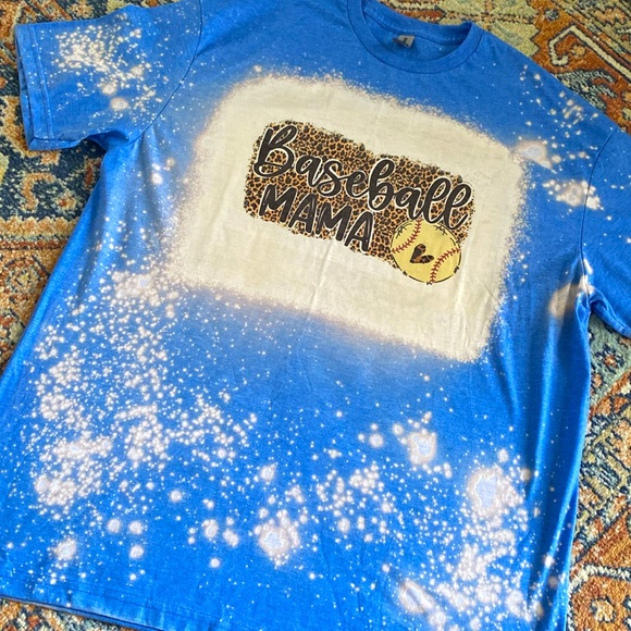 Bleach washed light blue “Baseball Mama” T-Shirt size XL. - Picture 3 of 3